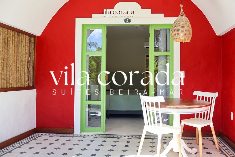 Suite tripla charmosa frente jardim